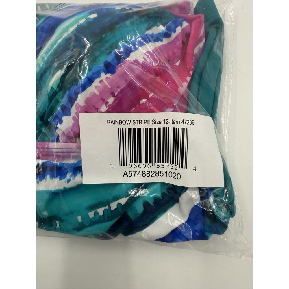 Swimsuits For All Women’s 2 Piece Tankini Bike Shorts Rainbow Stripe Size 12 New - Picture 8 of 8